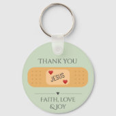 Danke Jesus Heillfürst grüne Schaltfläche Schlüsselanhänger (Vorderseite)