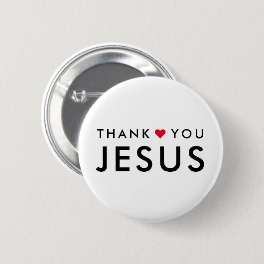 Danke, Jesus | Modernes Christliches Glaubensherz Button (Vorne & Hinten)