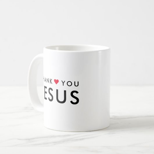 Danke, Jesus | Modernes Christliches Glaubensherz Kaffeetasse (Vorderseite Links)