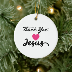 Danke, Jesus   Modernes Christliches Glaubensherz Keramik Ornament