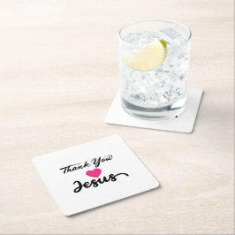 Danke, Jesus | Modernes Christliches Glaubensherz Rechteckiger Pappuntersetzer