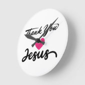 Danke, Jesus | Modernes Christliches Glaubensherz Runde Wanduhr (Winkel)