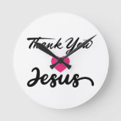 Danke, Jesus | Modernes Christliches Glaubensherz Runde Wanduhr (Vorderseite)