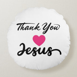 Danke, Jesus   Modernes Christliches Glaubensherz Rundes Kissen