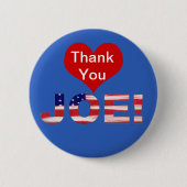 Danke, JOE! auf Blau mit Flagge Button (Vorderseite)