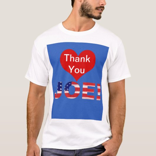 Danke, JOE! auf Blau mit Flagge T-Shirt (Vorderseite)