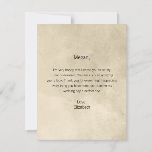 Danke Jr. Bridesmaid Champagne Peonies Card (Rückseite)