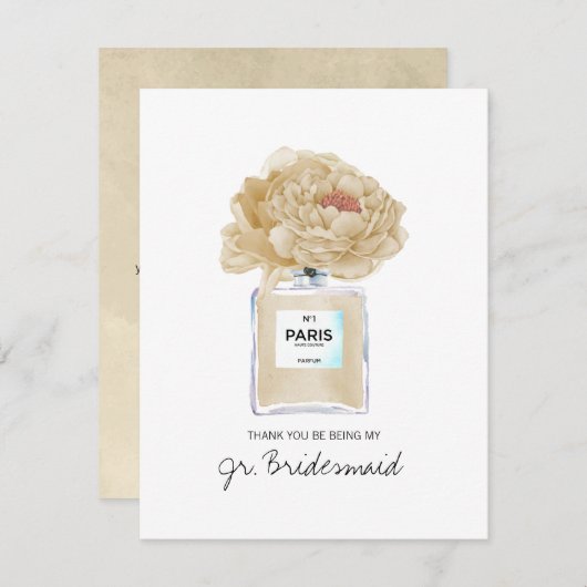 Danke Jr. Bridesmaid Champagne Peonies Card (Vorne/Hinten)