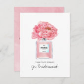 Danke Jr. Bridesmaid Pink Peonies Perfume Card (Vorne/Hinten)