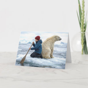Danke Junge rettet einen Eisbären auf dem Eis Karte