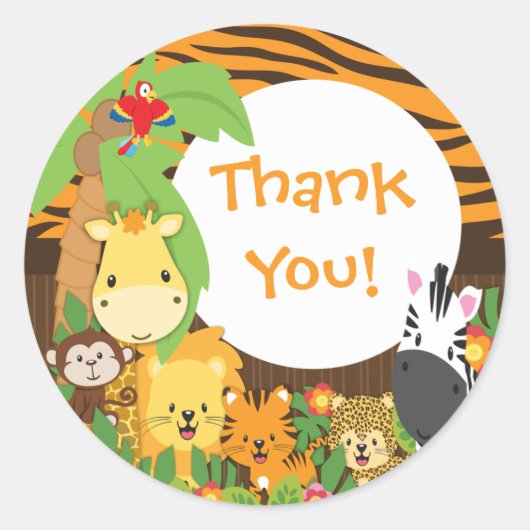 Danke Jungle Safari Baby Animals Sticker (Vorderseite)