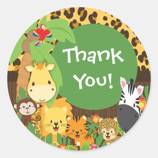 Danke Jungle Safari Baby Animals Sticker (Vorderseite)