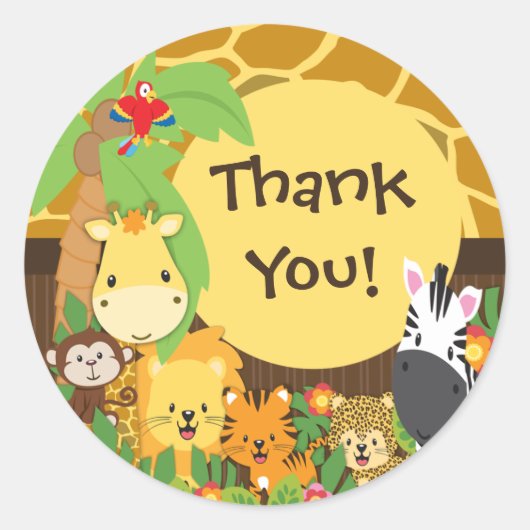 Danke Jungle Safari Baby Animals Sticker (Vorderseite)