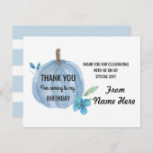 Danke kardiert Kürbis-blauer Jungen-Geburtstag (Vorne/Hinten)