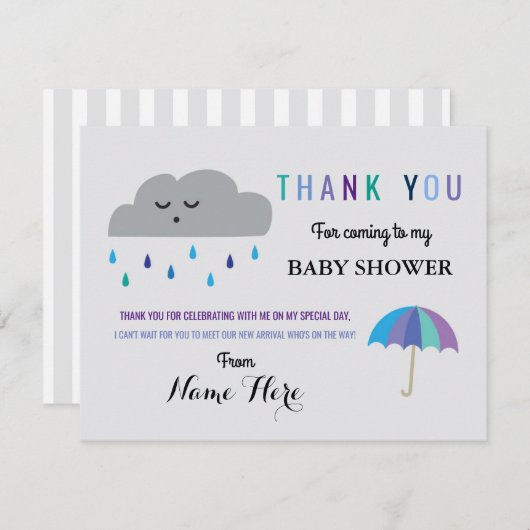 Danke kardiert Wolken-Babyparty besprühen Regen (Vorne/Hinten)