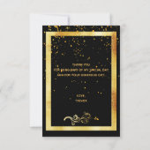 Danke Karte Geburtstag schwarzen Gold Konfetti (Rückseite)