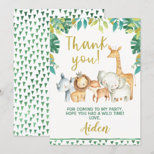 Danke-Karte Jungen Wilde Safari-Einheit Einladung