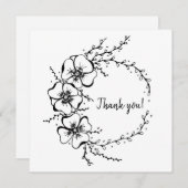 Danke Karte mit Blumenkranz, handgezeichnet (Vorne/Hinten)