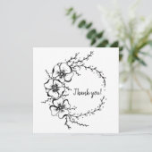 Danke Karte mit Blumenkranz, handgezeichnet (Stehend Vorderseite)