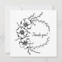 Danke Karte mit Blumenkranz, handgezeichnet