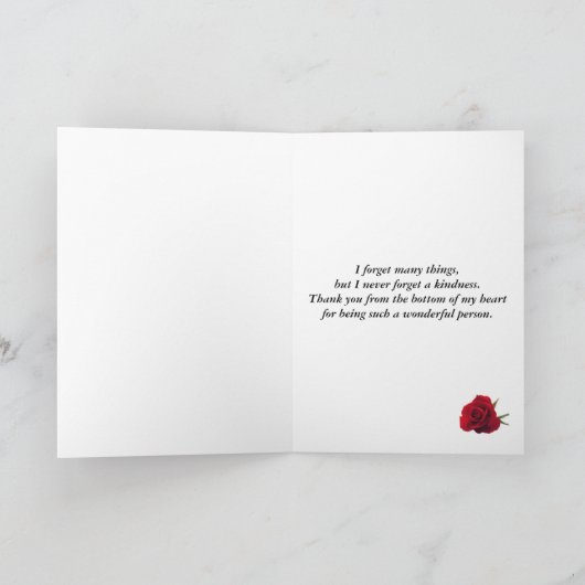 Danke Karte mit rote Rose (Innenseite)