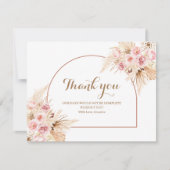 Danke Karte Pink Floral Boho Pampas Grass (Vorderseite)
