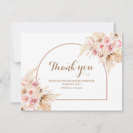 Danke Karte Pink Floral Boho Pampas Grass