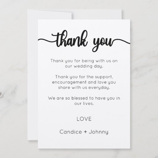 Danke Karte, Script danke Karte (Vorderseite)