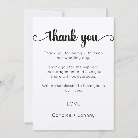 Danke Karte, Script danke Karte (Vorderseite)