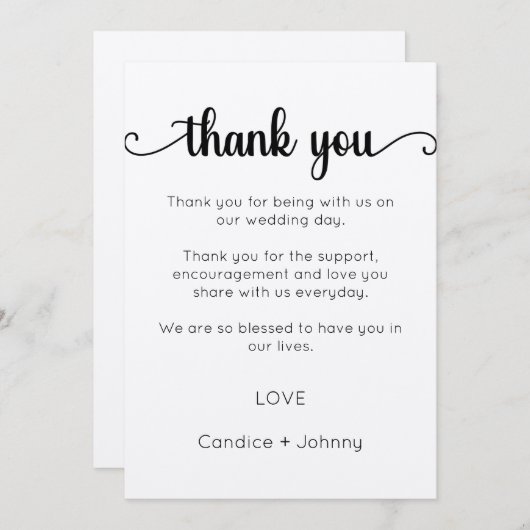 Danke Karte, Script danke Karte (Vorne/Hinten)