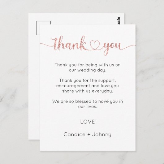 Danke Karte, Script danke Karte (Vorne/Hinten)