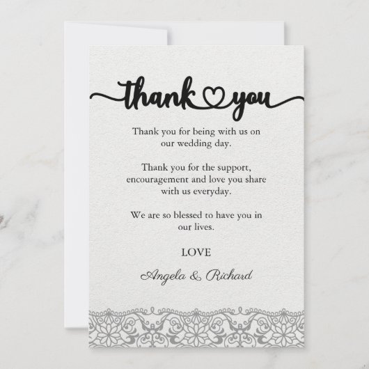 Danke Karte, Script danke Karte, Lace (Vorderseite)