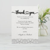 Danke Karte, Script danke Karte, Lace (Stehend Vorderseite)