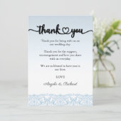 Danke Karte, Script danke Karte, Lace (Stehend Vorderseite)