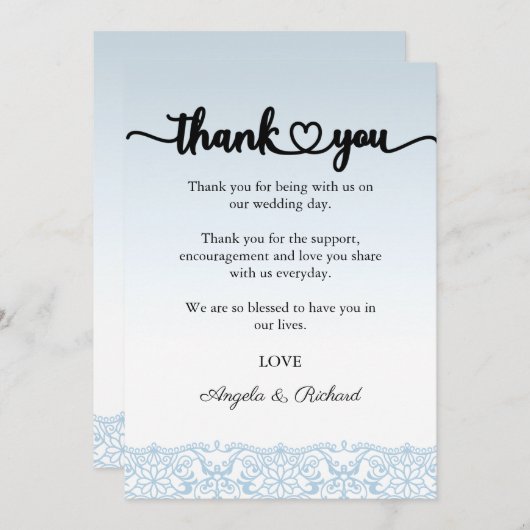 Danke Karte, Script danke Karte, Lace (Vorne/Hinten)