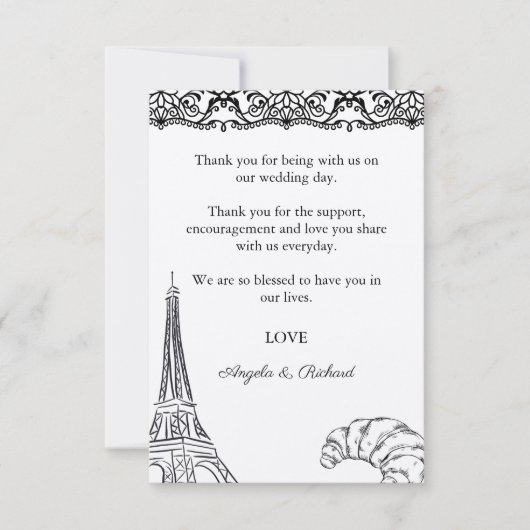 Danke Karte, Script Dankeschön Card, Paris (Vorderseite)