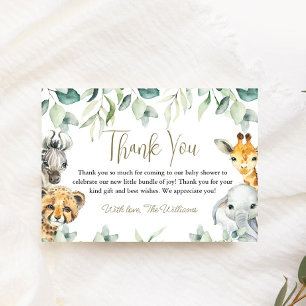 Danke-Karten für Little Wild One Safari Baby Showe Dankeskarte