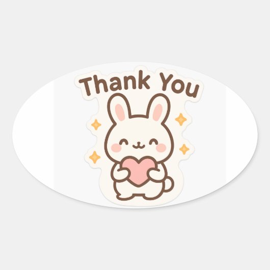 Danke Kawaii Bunny Oval Aufkleber (Vorderseite)