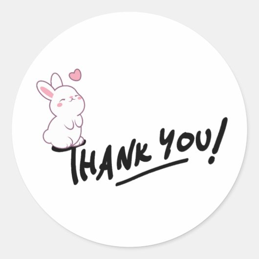 Danke Kawaii Bunny Sticker, Geschenketikett Runder Aufkleber (Vorderseite)