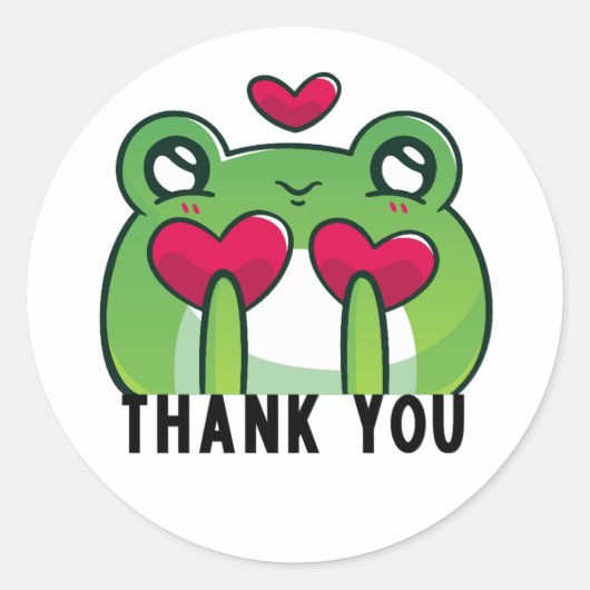 Danke Kawaii Frog Sticker, Geschenketikett Runder Aufkleber (Vorderseite)