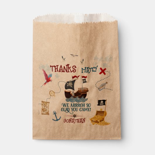 Danke Kids Pirate Gastgeschenk Geburtstag Geschenktütchen (Vorderseite)