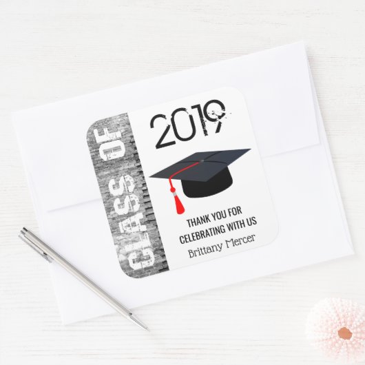 Danke Klasse 20XX Quadratischer Aufkleber (Umschlag)