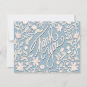 Danke Kolonial Blau Florale Kunst flache Karten (Vorderseite)