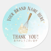 Danke Konditorei Koch Backen Utensil Whisk Blue Runder Aufkleber (Vorderseite)