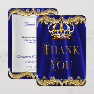 Danke Königlich Blau Marine Hochzeit Gold Krone