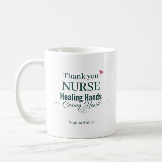 Danke Krankenschwester Heilende Hände Sorgendes He Kaffeetasse (Links)