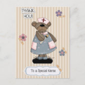 Danke, Krankenschwester. Niedlich Teddy Bear Nurse Postkarte (Vorderseite)
