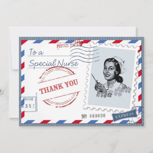Danke, Krankenschwester. Retro Nurve Custom Card Dankeskarte (Vorderseite)