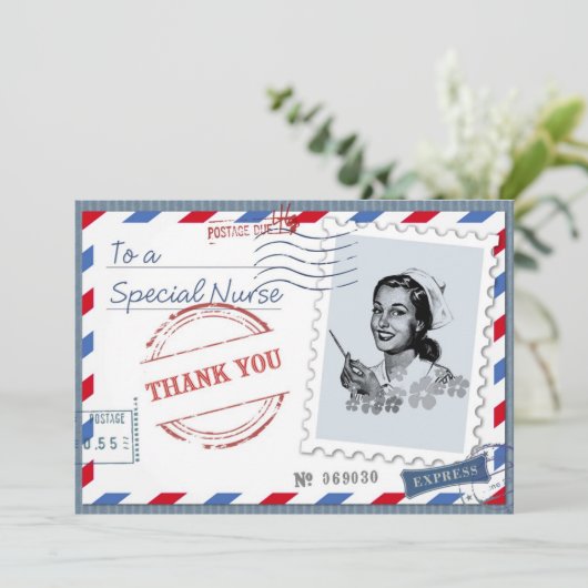 Danke, Krankenschwester. Retro Nurve Custom Card Dankeskarte (Stehend Vorderseite)