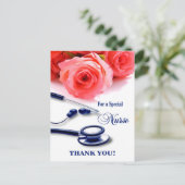 Danke, Krankenschwester. Rose und Stethoscope Postkarte (Stehend Vorderseite)